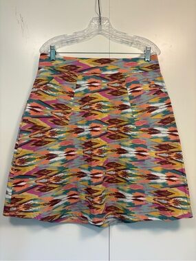 Blue Platypus Original Multicolor Ikat Inspired Print A-Line Skirt M